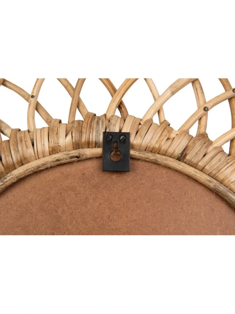 Creative Co-Op Woven Bamboo Oval Wall Mirror in Natural Beige 21.5” W x 19” H